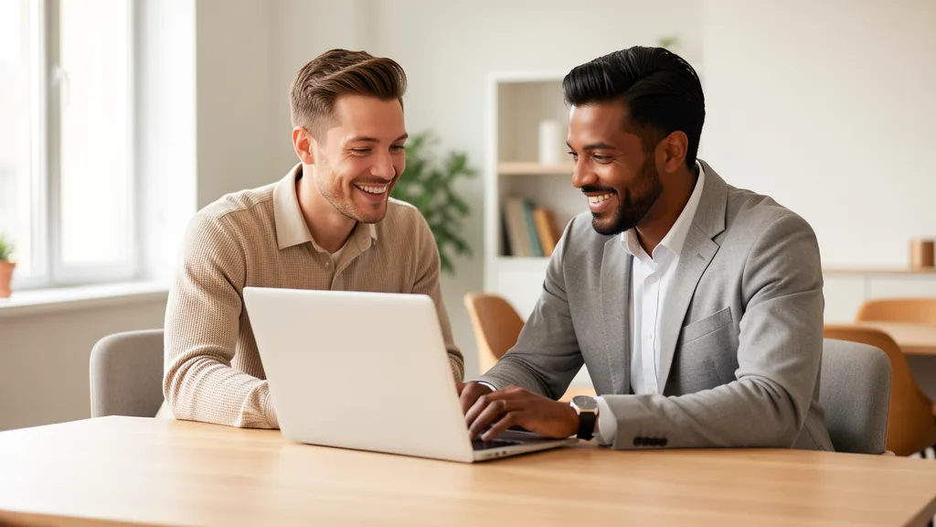 Small business owner meeting with an AI consultant to review strategy and automation opportunities