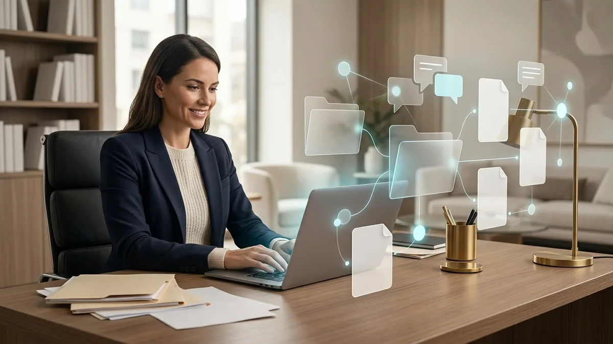 Small business owner organizing AI project folders, documents, and conversations in one workspace