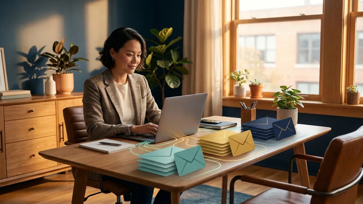 Small business owner using AI to triage and manage email.